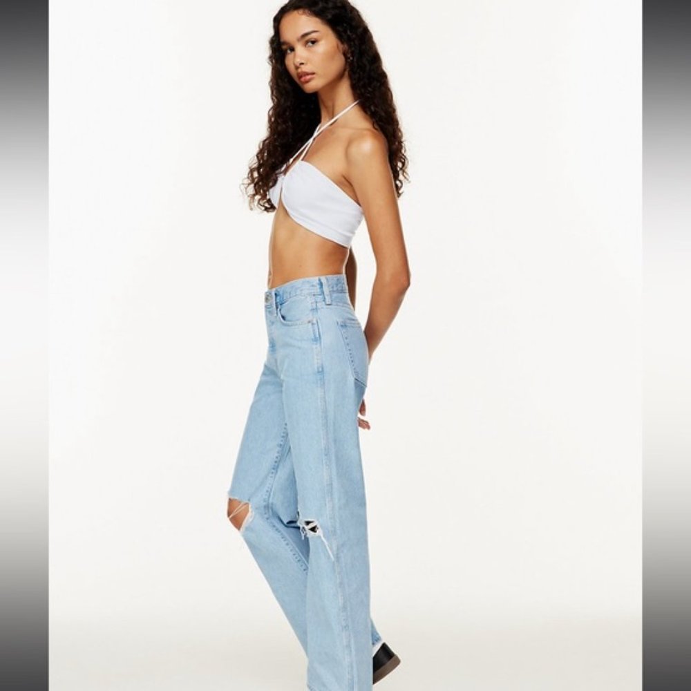 Aritzia Sun-Deh Light Blue Satin Cora Top Size XXS - Picture 2 of 7